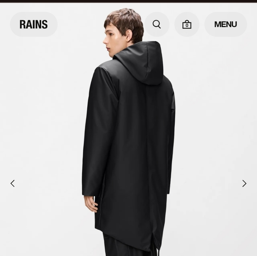 Rains Men's Sleek Black Raincoat - Picture 3 of 5